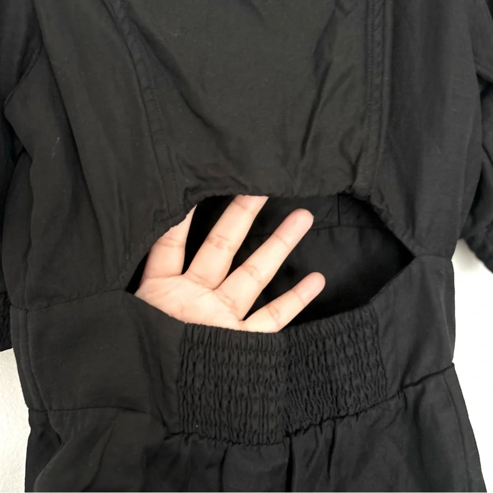 Ba&sh Palaia Black Puff Sleeve Open Back Smocked Dress Size XS - Picture 12 of 15